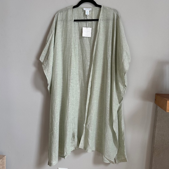 NWT Cynthia Rowley Green Linen Open Kimono Wrap - Picture 1 of 5